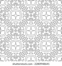 Stylish texture with figures from lines.Abstract geometric black and white pattern for web page, textures, card, poster, fabric, textile. Monochrome graphic repeating design. 