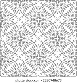 Stylish texture with figures from lines.Abstract geometric black and white pattern for web page, textures, card, poster, fabric, textile. Monochrome graphic repeating design. 