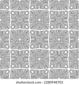 Stylish texture with figures from lines.Abstract geometric black and white pattern for web page, textures, card, poster, fabric, textile. Monochrome graphic repeating design. 