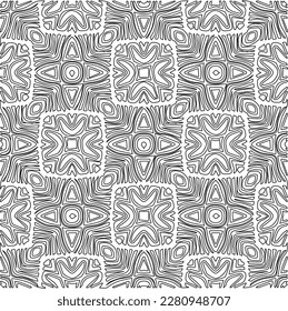 Stylish texture with figures from lines.Abstract geometric black and white pattern for web page, textures, card, poster, fabric, textile. Monochrome graphic repeating design. 