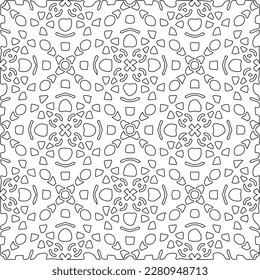 Stylish texture with figures from lines.Abstract geometric black and white pattern for web page, textures, card, poster, fabric, textile. Monochrome graphic repeating design. 