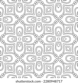 Stylish texture with figures from lines.Abstract geometric black and white pattern for web page, textures, card, poster, fabric, textile. Monochrome graphic repeating design. 