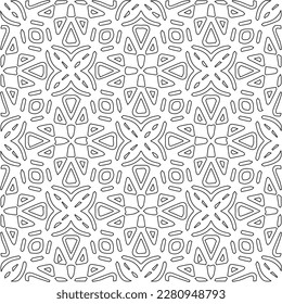 Stylish texture with figures from lines.Abstract geometric black and white pattern for web page, textures, card, poster, fabric, textile. Monochrome graphic repeating design. 