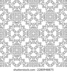 Stylish texture with figures from lines.Abstract geometric black and white pattern for web page, textures, card, poster, fabric, textile. Monochrome graphic repeating design. 