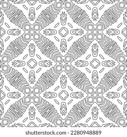 Stylish texture with figures from lines.Abstract geometric black and white pattern for web page, textures, card, poster, fabric, textile. Monochrome graphic repeating design. 