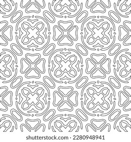 Stylish texture with figures from lines.Abstract geometric black and white pattern for web page, textures, card, poster, fabric, textile. Monochrome graphic repeating design. 