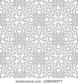 Stylish texture with figures from lines.Abstract geometric black and white pattern for web page, textures, card, poster, fabric, textile. Monochrome graphic repeating design. 