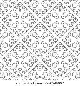 Stylish texture with figures from lines.Abstract geometric black and white pattern for web page, textures, card, poster, fabric, textile. Monochrome graphic repeating design. 