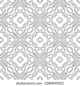 Stylish texture with figures from lines.Abstract geometric black and white pattern for web page, textures, card, poster, fabric, textile. Monochrome graphic repeating design. 