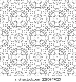Stylish texture with figures from lines.Abstract geometric black and white pattern for web page, textures, card, poster, fabric, textile. Monochrome graphic repeating design. 