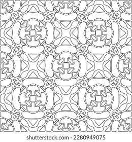 Stylish texture with figures from lines.Abstract geometric black and white pattern for web page, textures, card, poster, fabric, textile. Monochrome graphic repeating design. 