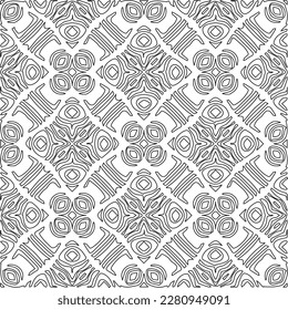 Stylish texture with figures from lines.Abstract geometric black and white pattern for web page, textures, card, poster, fabric, textile. Monochrome graphic repeating design. 