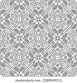 Stylish texture with figures from lines.Abstract geometric black and white pattern for web page, textures, card, poster, fabric, textile. Monochrome graphic repeating design. 