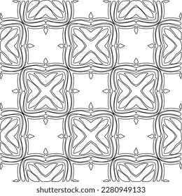 Stylish texture with figures from lines.Abstract geometric black and white pattern for web page, textures, card, poster, fabric, textile. Monochrome graphic repeating design. 