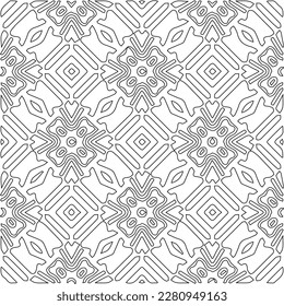 Stylish texture with figures from lines.Abstract geometric black and white pattern for web page, textures, card, poster, fabric, textile. Monochrome graphic repeating design. 