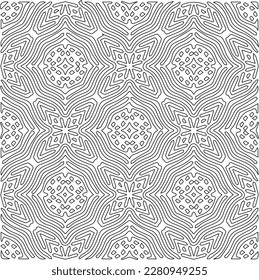Stylish texture with figures from lines.Abstract geometric black and white pattern for web page, textures, card, poster, fabric, textile. Monochrome graphic repeating design. 