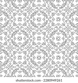 Stylish texture with figures from lines.Abstract geometric black and white pattern for web page, textures, card, poster, fabric, textile. Monochrome graphic repeating design. 