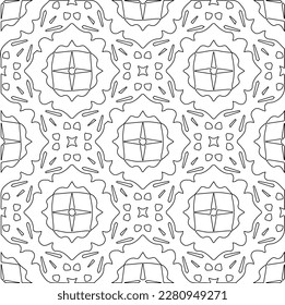 Stylish texture with figures from lines.Abstract geometric black and white pattern for web page, textures, card, poster, fabric, textile. Monochrome graphic repeating design. 