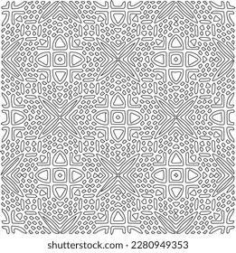 Stylish texture with figures from lines.Abstract geometric black and white pattern for web page, textures, card, poster, fabric, textile. Monochrome graphic repeating design. 