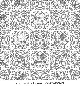 Stylish texture with figures from lines.Abstract geometric black and white pattern for web page, textures, card, poster, fabric, textile. Monochrome graphic repeating design. 