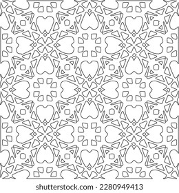 Textura elegante con figuras de líneas.Patrón geométrico en blanco y negro para páginas web, texturas, tarjetas, afiches, tela, textil. Diseño repetitivo gráfico monocromo. 