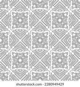 Textura elegante con figuras de líneas.Patrón geométrico en blanco y negro para páginas web, texturas, tarjetas, afiches, tela, textil. Diseño repetitivo gráfico monocromo. 