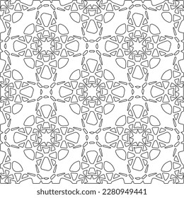 Stylish texture with figures from lines.Abstract geometric black and white pattern for web page, textures, card, poster, fabric, textile. Monochrome graphic repeating design. 