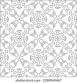 Stylish texture with figures from lines.Abstract geometric black and white pattern for web page, textures, card, poster, fabric, textile. Monochrome graphic repeating design. 