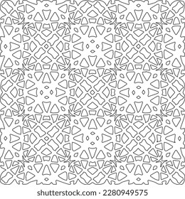 Stylish texture with figures from lines.Abstract geometric black and white pattern for web page, textures, card, poster, fabric, textile. Monochrome graphic repeating design. 