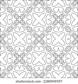 Stylish texture with figures from lines.Abstract geometric black and white pattern for web page, textures, card, poster, fabric, textile. Monochrome graphic repeating design. 