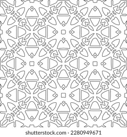 Stylish texture with figures from lines.Abstract geometric black and white pattern for web page, textures, card, poster, fabric, textile. Monochrome graphic repeating design. 