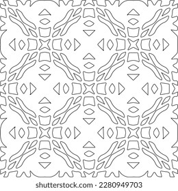 Stylish texture with figures from lines.Abstract geometric black and white pattern for web page, textures, card, poster, fabric, textile. Monochrome graphic repeating design. 