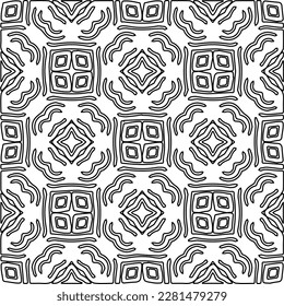 Stylish texture with figures from lines.Abstract geometric black and white pattern for web page, textures, card, poster, fabric, textile. Monochrome graphic repeating design. 