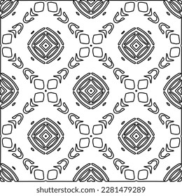 Stylish texture with figures from lines.Abstract geometric black and white pattern for web page, textures, card, poster, fabric, textile. Monochrome graphic repeating design. 