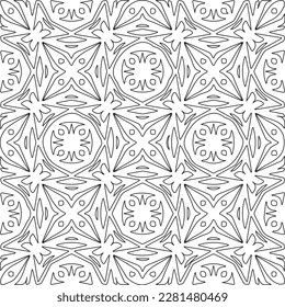 Stylish texture with figures from lines.Abstract geometric black and white pattern for web page, textures, card, poster, fabric, textile. Monochrome graphic repeating design. 