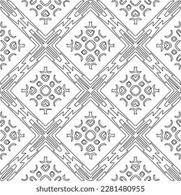 Stylish texture with figures from lines.Abstract geometric black and white pattern for web page, textures, card, poster, fabric, textile. Monochrome graphic repeating design. 