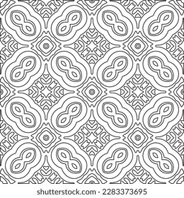 Stylish texture with figures from lines.Abstract geometric black and white pattern for web page, textures, card, poster, fabric, textile. Monochrome graphic repeating design. 