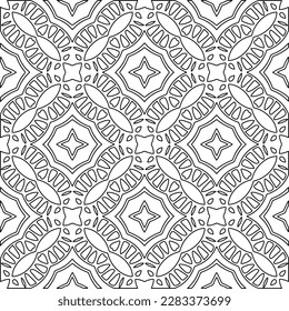 Stylish texture with figures from lines.Abstract geometric black and white pattern for web page, textures, card, poster, fabric, textile. Monochrome graphic repeating design. 