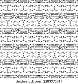 Stylish texture with figures from lines.Abstract geometric black and white pattern for web page, textures, card, poster, fabric, textile. Monochrome graphic repeating design. 