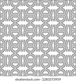 
Stylish texture with figures from lines.Abstract geometric black and white pattern for web page, textures, card, poster, fabric, textile. Monochrome graphic repeating design. 
