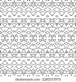 Stylish texture with figures from lines.Abstract geometric black and white pattern for web page, textures, card, poster, fabric, textile. Monochrome graphic repeating design. 
