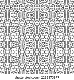 Stylish texture with figures from lines.Abstract geometric black and white pattern for web page, textures, card, poster, fabric, textile. Monochrome graphic repeating design. 