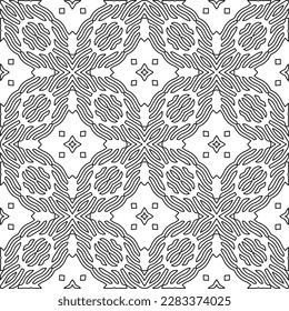 Stylish texture with figures from lines.Abstract geometric black and white pattern for web page, textures, card, poster, fabric, textile. Monochrome graphic repeating design. 