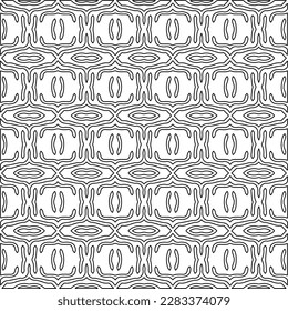 
Stylish texture with figures from lines.Abstract geometric black and white pattern for web page, textures, card, poster, fabric, textile. Monochrome graphic repeating design. 