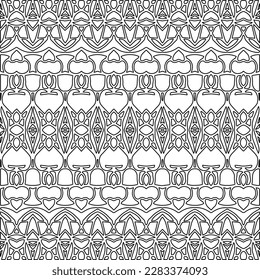 Stylish texture with figures from lines.Abstract geometric black and white pattern for web page, textures, card, poster, fabric, textile. Monochrome graphic repeating design. 