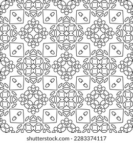 Stylish texture with figures from lines.Abstract geometric black and white pattern for web page, textures, card, poster, fabric, textile. Monochrome graphic repeating design. 