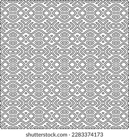 Stylish texture with figures from lines.Abstract geometric black and white pattern for web page, textures, card, poster, fabric, textile. Monochrome graphic repeating design. 
