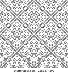 Stylish texture with figures from lines.Abstract geometric black and white pattern for web page, textures, card, poster, fabric, textile. Monochrome graphic repeating design. 