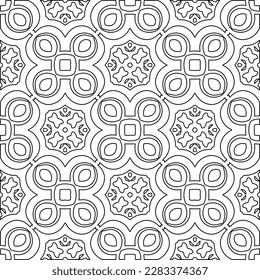 Stylish texture with figures from lines.Abstract geometric black and white pattern for web page, textures, card, poster, fabric, textile. Monochrome graphic repeating design. 