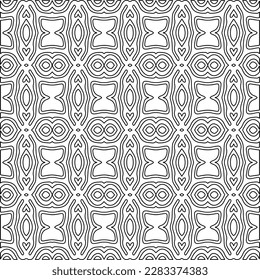 Stylish texture with figures from lines.Abstract geometric black and white pattern for web page, textures, card, poster, fabric, textile. Monochrome graphic repeating design. 